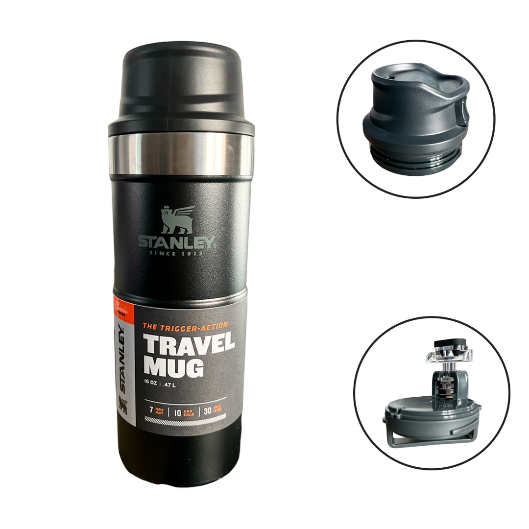 Stanley Classic Trigger-Action Travel Mug 350ml Matte Black Pebble