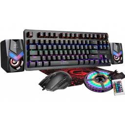 Combo Gamer Teclado Mecanico Mouse Parlante Rgb Mem 13