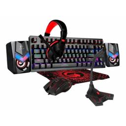 Combo Gamer Teclado Mecanico Mouse Parlantes Rgb Mem 28