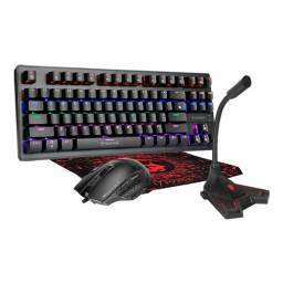 Combo Gamer Teclado Mecanico Mouse Pad Microfono Mem 6