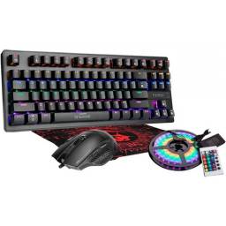 Combo Gamer Teclado Mecanico Mouse Y Tira Led Rgb Mem 3