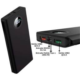 Power Bank 10000MAH Doble USB 5V / 2A + Puerto Tipo-C 18W