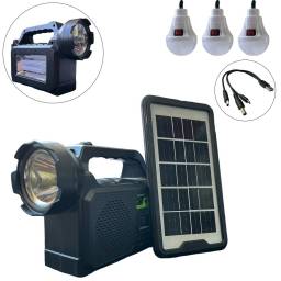 Kit Foco C/ Panel Solar 3 Lamparas , Power Bank 5500 MAH , Radio FM , Parlante Bluetooth	