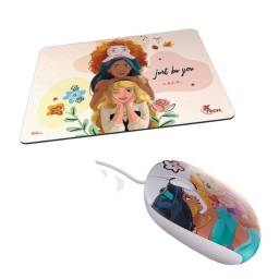 Combo Mouse + Mouse pad nias Disney Princesas