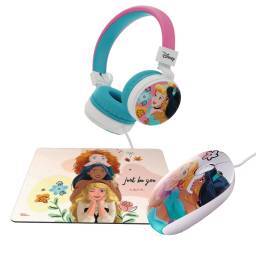 Combo Auricular + Mouse + Mouse Pad nias Disney Princesas