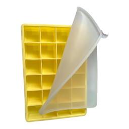 Cubetera de silicona con tapa 24 piezas Hielera - amarillo