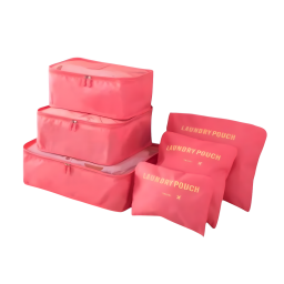 Set de 6 piezas de viaje organizador valija Rosado 