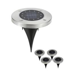 Set 4 Focos Solar Para Piso Led Jardn 