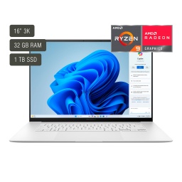 Notebook Asus Zenbook 16'' Oled Ryzen 9 32gb 1tb W11 blanco