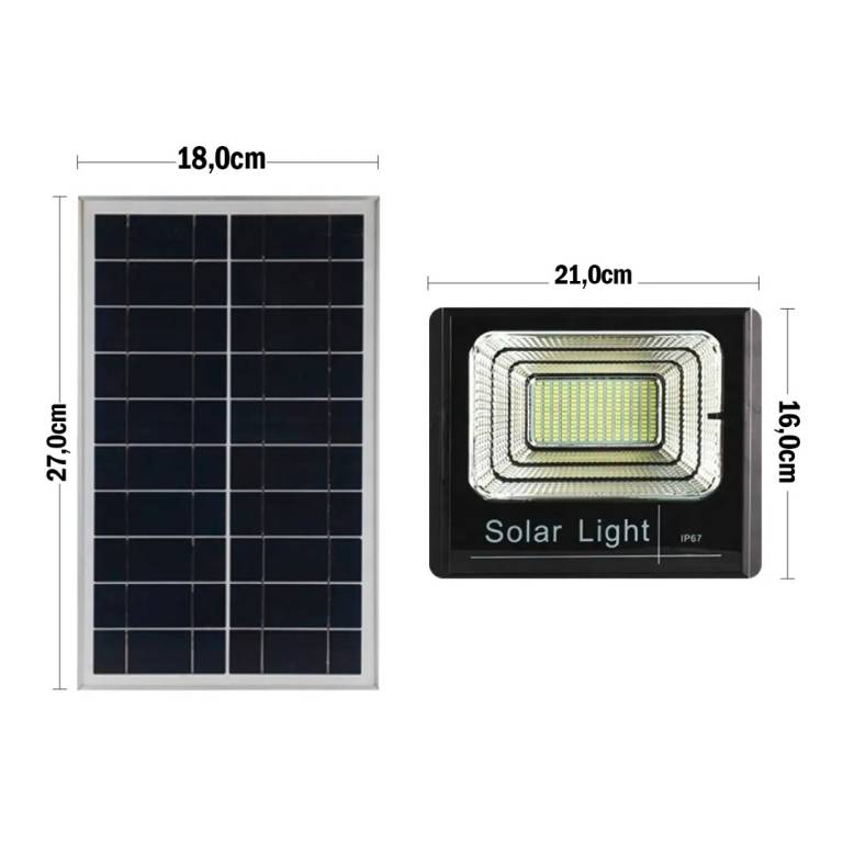 Foco Led 65 W C/ Panel Solar Y Sensor Exterior Jardn