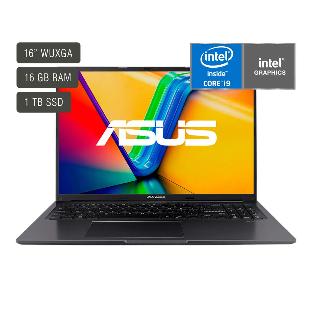 Descubre la potencia de la Notebook Asus Vivobook de 16'' con procesador Core i9. Con 16GB de RAM y 1TB de almacenamiento, es perfecta para cualquier desafío. Su diseño negro y moderno la hace ideal para el trabajo y el ocio. ¡Hazla tu compañera perfecta 