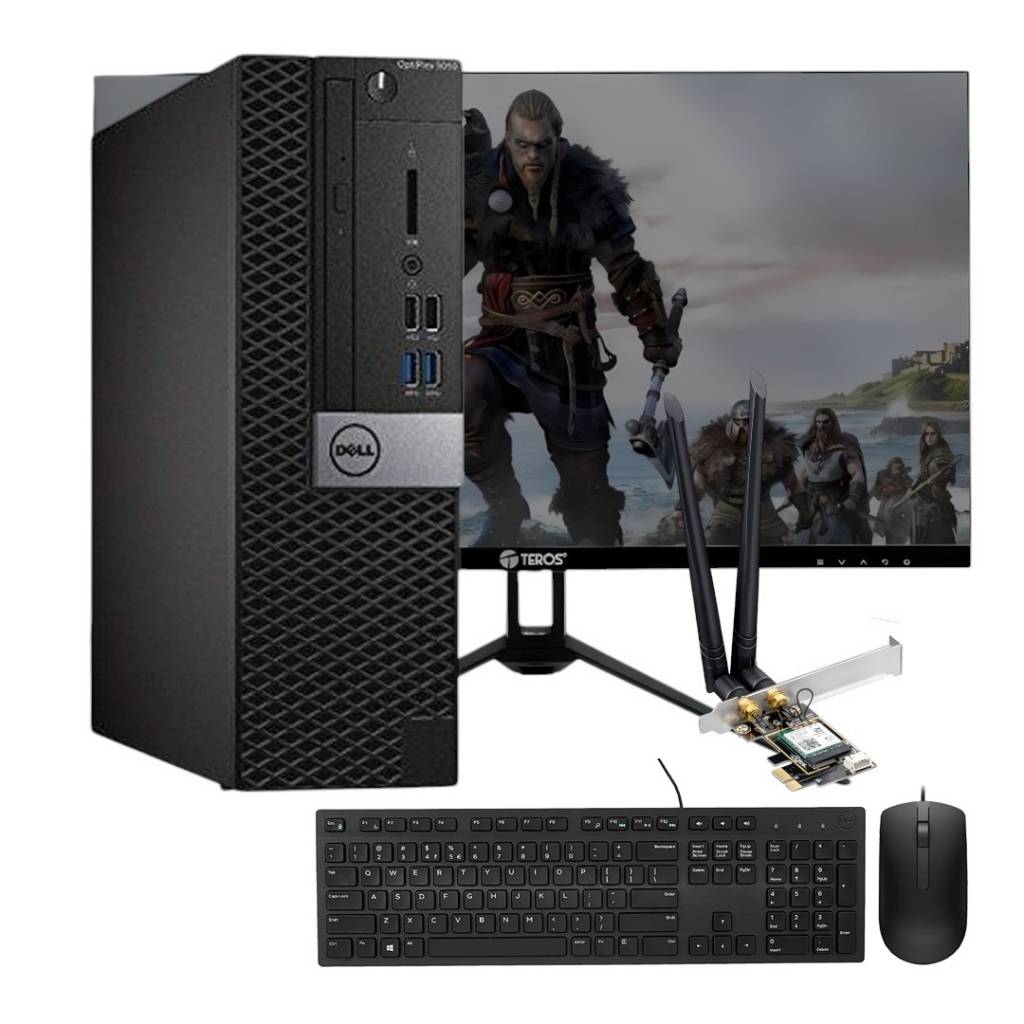 Experimenta la combinación perfecta de potencia, visualización y conectividad con el Dell OptiPlex 5050 SFF (Core i5, 8GB, 256GB), el monitor Dell Tero de 27" y la tarjeta WiFi 6 Cudy. Una solución de escritorio integrada y ultraconectada.   