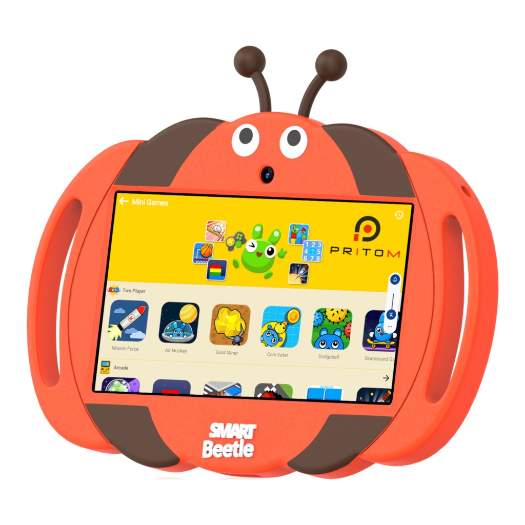 Presentamos la Tablet Pritom K7 Kids, diseñada especialmente para niños. Con pantalla de 7'', 2GB de RAM y 32GB de almacenamiento, brinda una experiencia educativa y entretenida. Su color naranja brillante y cámaras de 2MP y 0,3MP hacen que cada aventura 