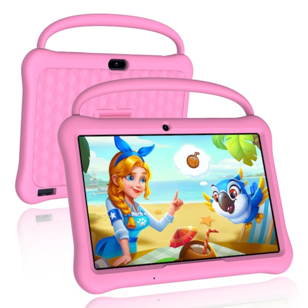 La Tablet Vasoun M10 Kids de 10,1'' es la opción ideal para los pequeños exploradores. Con Android 13, 2GB de RAM y 64GB de almacenamiento, garantiza horas de entretenimiento. Su diseño en rosado y características amigables hacen que aprender sea divertid