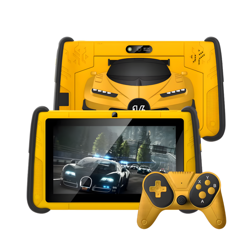 La Tablet Pritom K7 Pro Kids Car de 7'' es la opción ideal para el aprendizaje y el juego. Con Android y 4GB de RAM, garantiza un rendimiento excepcional. Sus cámaras de 2MP y 0,3MP permiten capturar recuerdos. ¡Haz que cada día sea una nueva aventura en 