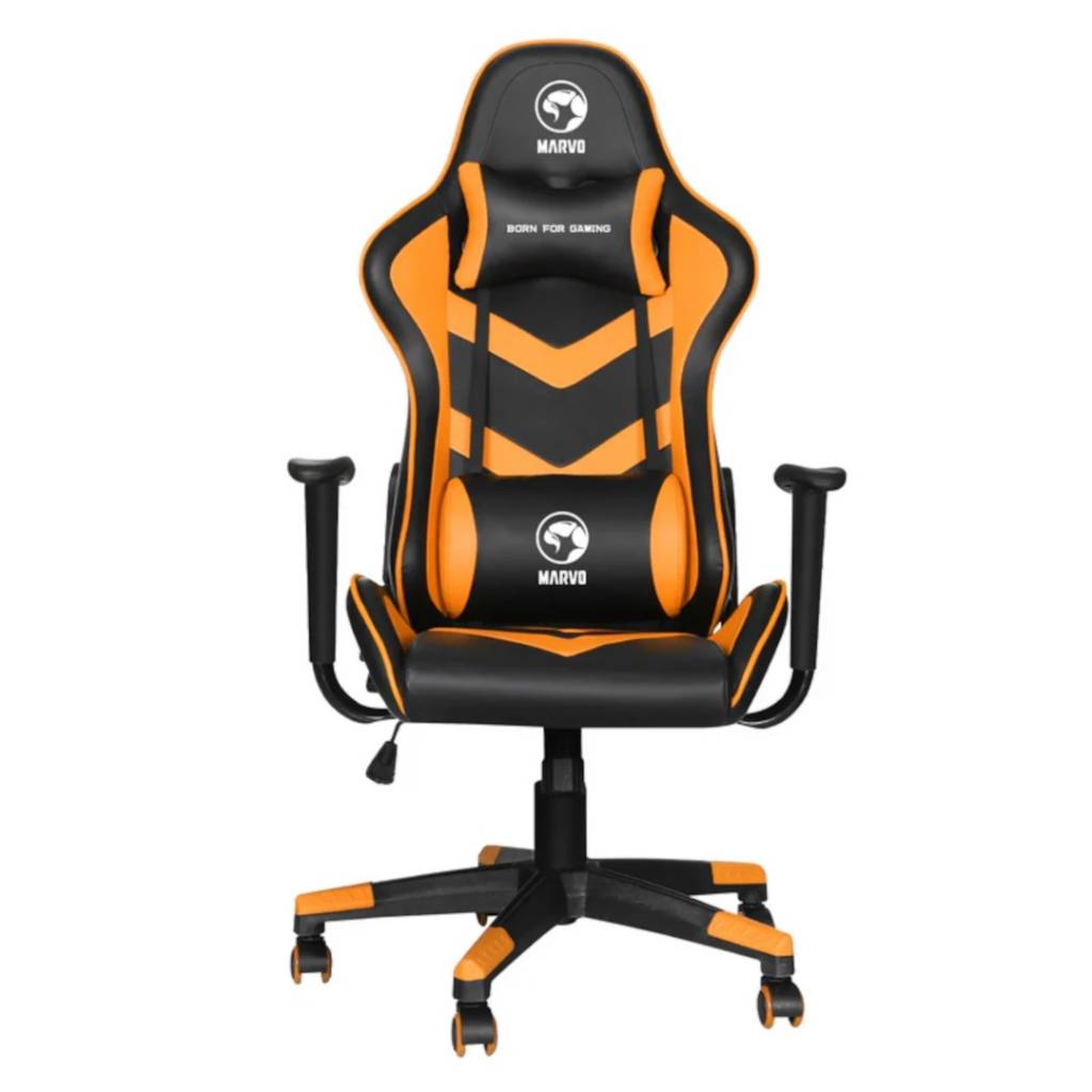 La Silla Gaming Marvo CH-106 es tu compañera ideal para largas sesiones de juego. Con giro de 360° y respaldo reclinable hasta 180°, ofrece comodidad y soporte excepcionales. Su elegante diseño negro complementa cualquier setup