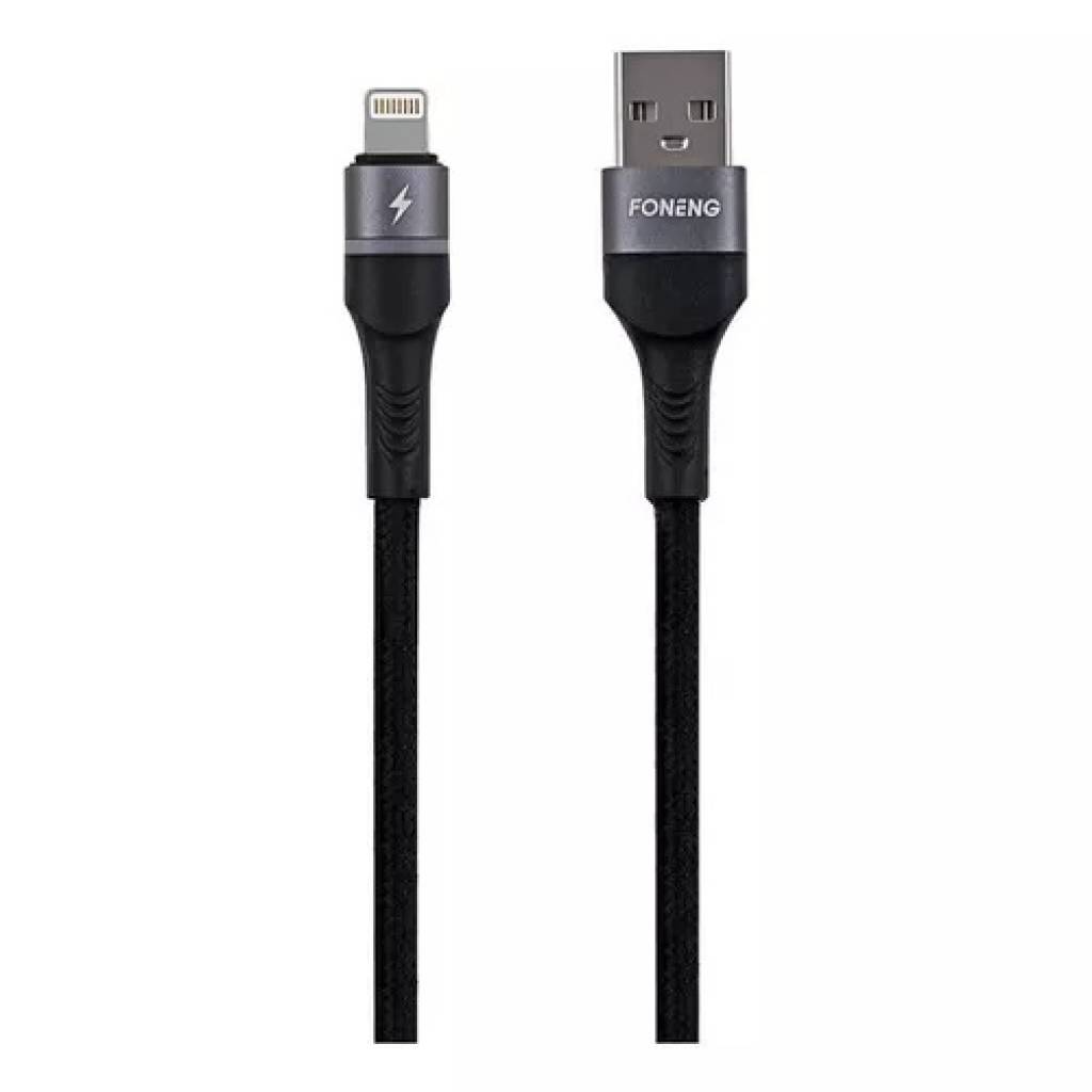 El Cable Lightning X51 BK de Foneng es perfecto para quienes buscan eficiencia y estilo. Con una capacidad de carga de 3A y una longitud de 1MT, este cable trenzado garantiza una transferencia de datos rápida y segura, compatible con dispositivos iPhone.