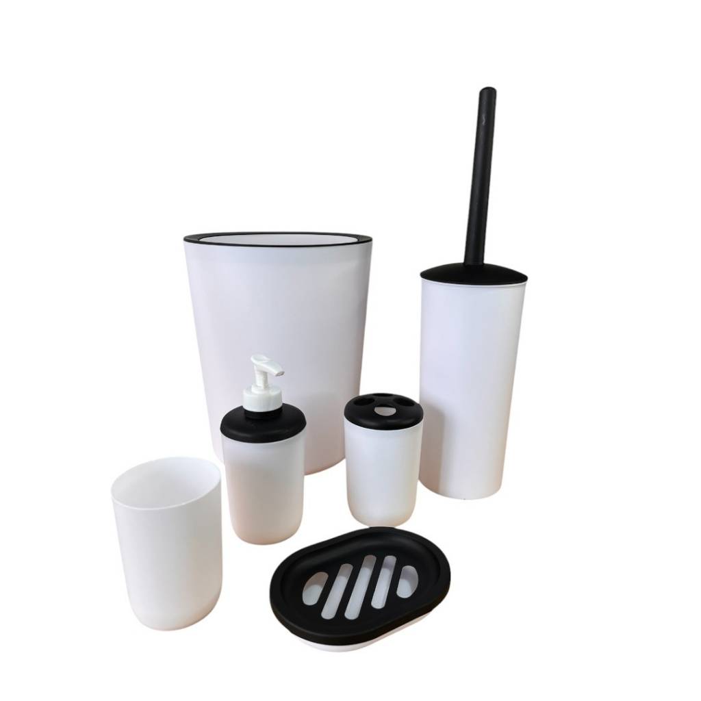 Optimiza tu baño con el set de plástico blanco de 6 piezas. Su diseño minimalista y funcionalidad lo hacen perfecto para cualquier estilo. ¡Atrévete a mejorarlo hoy!