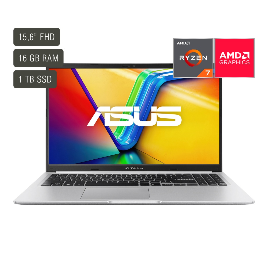 Potencia y rendimiento se unen en la Asus Vivobook. Con 15,6'', Ryzen 7 y 16GB de RAM, es ideal para cualquier tarea. ¡Hazte con la tuya en elegante plateado!