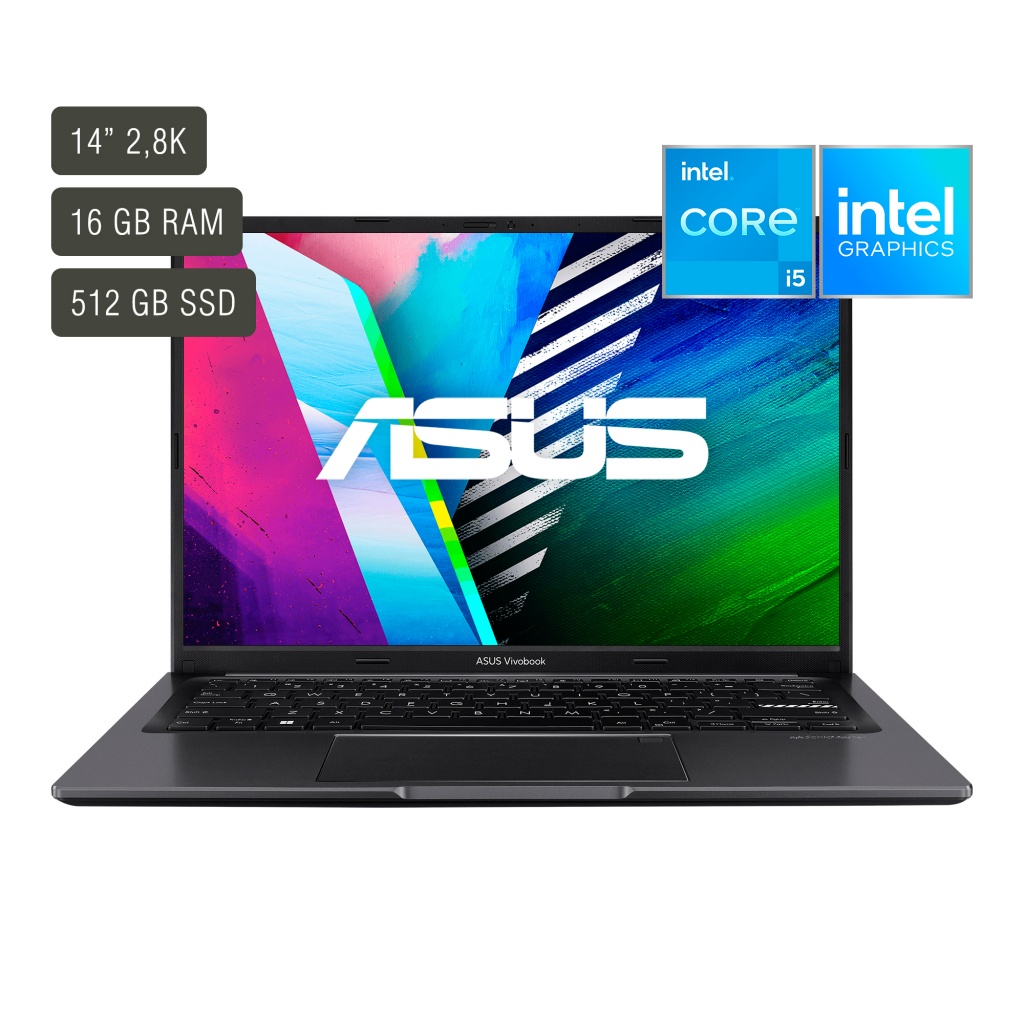 Eleva tu experiencia visual con la Notebook Asus Vivobook. Pantalla de 14'' OLED, Core i5, 16GB de RAM y 512GB de almacenamiento. ¡Consíguela en sofisticado negro y sorpréndete!