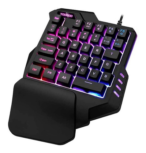 Teclado Ergonómico Retroiluminado Una Sola Mano Rgb Zona Gamer Teclados