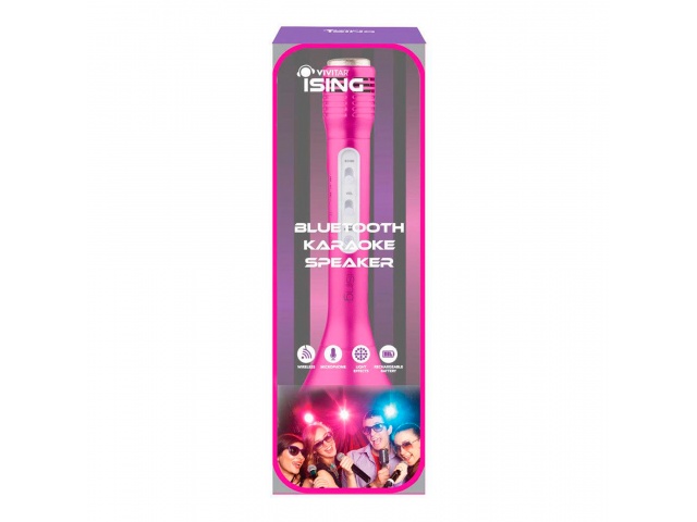 El Micrófono para Karaoke Vivitar combina estilo y funcionalidad. Con Bluetooth y luces LED en rosa, es el compañero ideal para tus noches de karaoke. Su diseño ligero y sonido claro aseguran que cada interpretación sea memorable. ¡Prepárate para ser el a