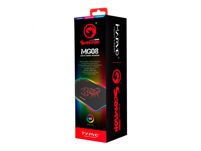 Transforma tu espacio de juego con el Mousepad Gaming Marvo MG-G08 RGB. Con un cable de 2m y un acabado negro elegante, ofrece un control excepcional para tus partidas. Las luces RGB crean un ambiente dinámico y atractivo. ¡Haz de cada sesión de juego una