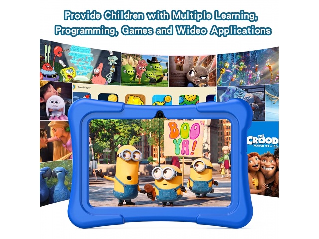 La Tablet Pritom K7 Pro Kids en azul es perfecta para la vuelta a clases! Con pantalla de 7'', 2 GB de RAM y 32 GB de almacenamiento, tus pequeños aprenderán y jugarán de manera segura.