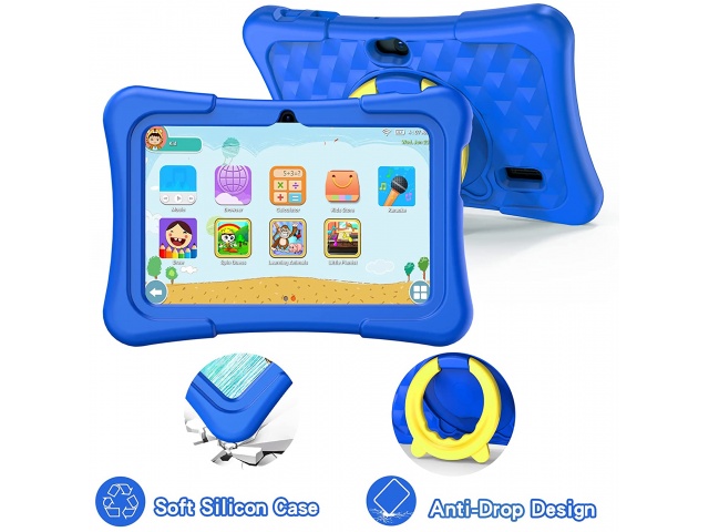 La Tablet Pritom K7 Pro Kids en azul es perfecta para la vuelta a clases! Con pantalla de 7'', 2 GB de RAM y 32 GB de almacenamiento, tus pequeños aprenderán y jugarán de manera segura.