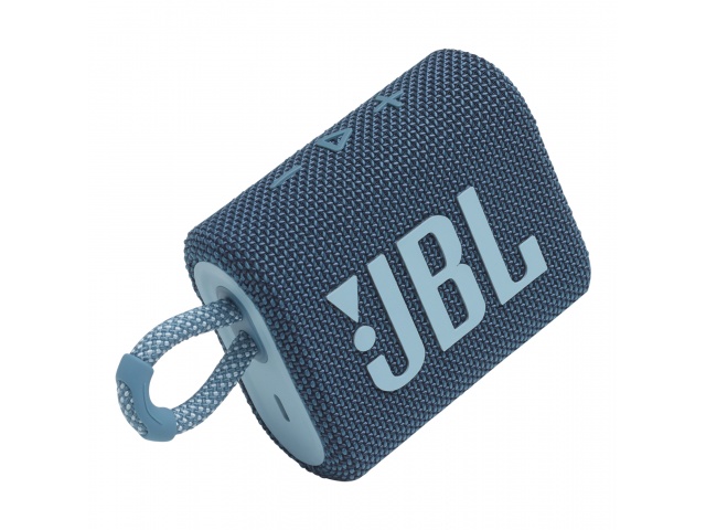 Disfruta de un sonido potente y graves profundos con el Parlante Inalámbrico Bluetooth JBL Go 3 en color azul. Este parlante ultraportátil es resistente al agua y al polvo, y te ofrece hasta 5 horas de reproducción con una sola carga. 