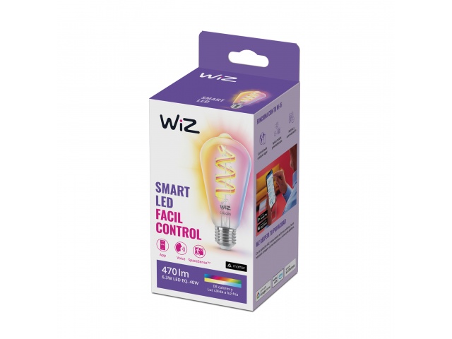 Descubre la versatilidad de la Lámpara LED Inteligente Philips Wiz. Con 6,3W y diseño ST64 E27, ofrece luz blanca y color, perfecta para cualquier ambiente. Conéctala a tu red Wi-Fi y controla la iluminación desde tu smartphone. ¡Crea el ambiente ideal en