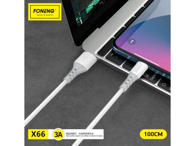 Carga tus dispositivos rápidamente y de forma segura con el Cable de Carga Rápida USB Tipo C Foneng X66 de 2 metros. Este cable está diseñado para ofrecer una carga rápida y eficiente a tus dispositivos compatibles con USB-C, como smartphones, tablets y l