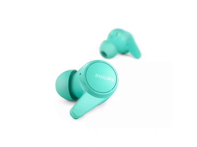 Potencia tu música con los auriculares inalámbricos Philips TAT1207. Su diseño azul y resistencia IPX4 los hacen perfectos para cualquier ocasión. ¡Atrévete a disfrutar de la música sin límites!