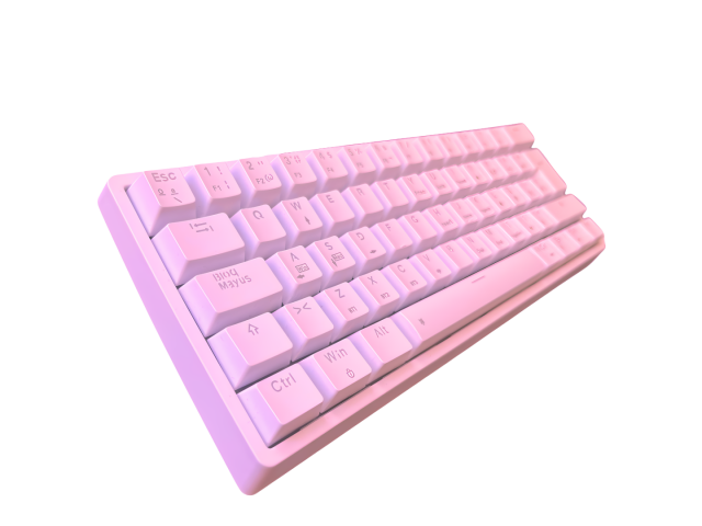 Teclado mecánico gaming Eagle Warrior KGY182 en color rosado. Cuenta con 62 teclas mecánicas, retroiluminación RGB personalizable y interruptores mecánicos azules. Diseño compacto ideal para setups minimalistas. Compatible con Windows y Mac, incluye cable