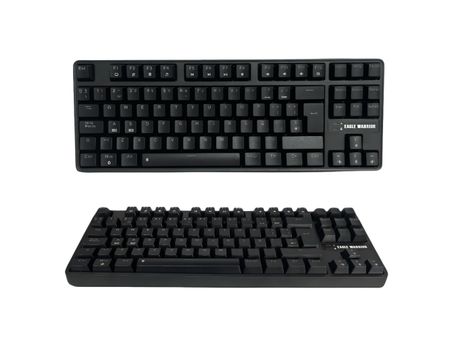 Teclado mecánico gaming Eagle Warrior KGY282 en color negro. Cuenta con 88 teclas mecánicas, retroiluminación RGB personalizable y interruptores mecánicos azules. Diseño compacto ideal para setups minimalistas. Compatible con Windows y Mac, incluye cable 