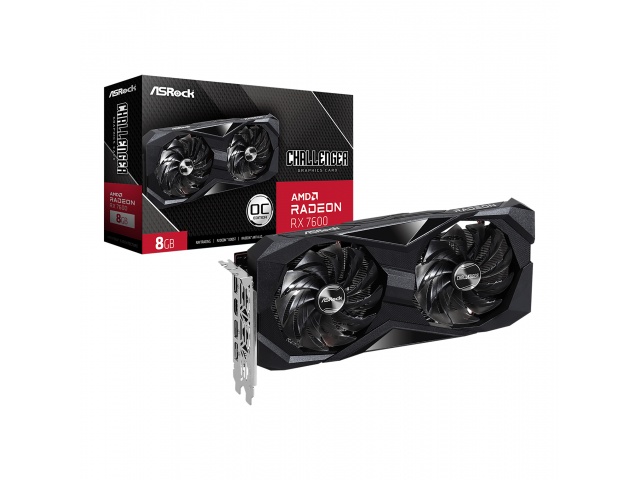 La tarjeta de video ASRock AMD Radeon RX 7600 Challenger 8GB OC es un potente componente para gaming. Ofrece 8 GB de memoria GDDR6, velocidad de reloj de hasta 2695 MHz y soporte para resoluciones de hasta 7680 x 4320. Ideal para juegos y aplicaciones grá