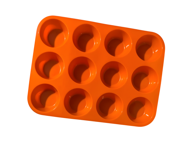 Molde de silicona para 12 muffins, perfecto para freidoras de aire. Diseño antiadherente que permite desmoldar sin engrasar. Resistente de -40°C a 230°C y apto para lavavajillas. Hecho de silicona de alta calidad, libre de BPA y seguro para alimentos.