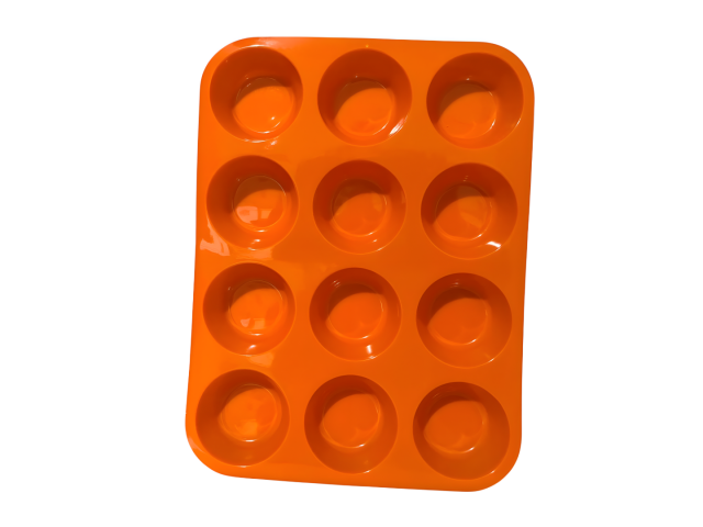 Molde de silicona para 12 muffins, perfecto para freidoras de aire. Diseño antiadherente que permite desmoldar sin engrasar. Resistente de -40°C a 230°C y apto para lavavajillas. Hecho de silicona de alta calidad, libre de BPA y seguro para alimentos. Dis