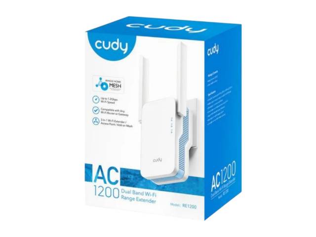 Amplía tu conexión con el Extensor de Rango de Banda Dual WiFi Cudy AC1200 en blanco. Disfruta de internet rápido y estable en cada rincón de tu hogar. ¡Conéctate sin límites! 