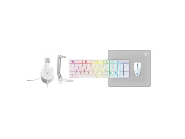 El Combo Gamer 5 en 1 P51 White Space Edition de Fantech es perfecto para quienes buscan un set que combine estilo y rendimiento. Con teclado, mouse y auriculares en un diseño moderno y minimalista, estarás listo para conquistar cualquier juego.  