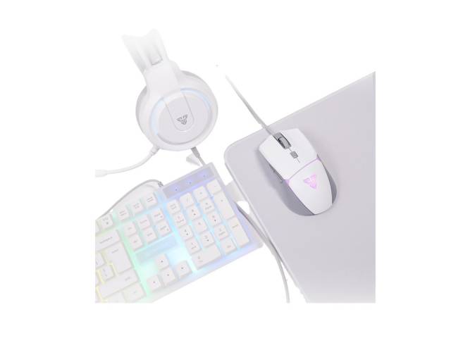 El Combo Gamer 5 en 1 P51 White Space Edition de Fantech es perfecto para quienes buscan un set que combine estilo y rendimiento. Con teclado, mouse y auriculares en un diseño moderno y minimalista, estarás listo para conquistar cualquier juego.  