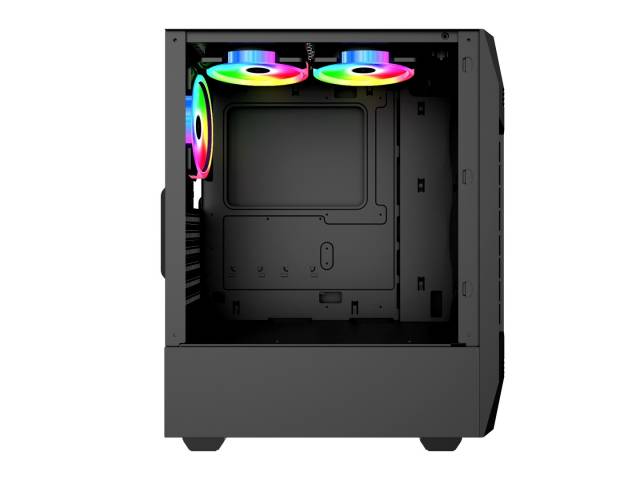 El Gabinete Gamer Shot Gaming Pro Series es la elección ideal para quienes buscan estilo y funcionalidad. Su cristal templado permite mostrar tus componentes, mientras que el ventilador LED RGB añade un toque vibrante a tu estación de juego. ¡Haz que cada