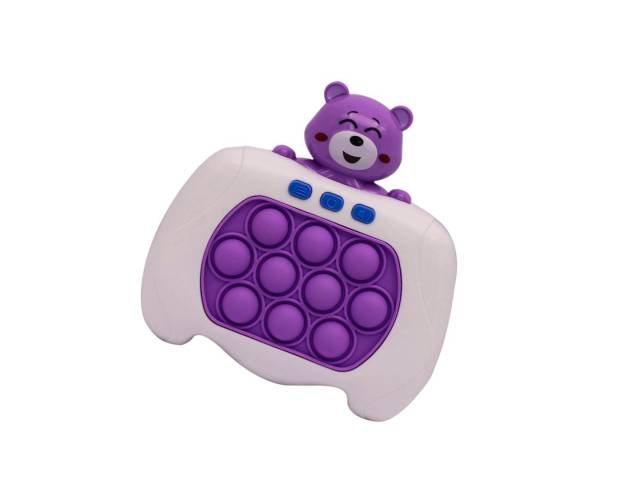 Sumérgete en la magia sensorial de la Consola POP IT Oso Violeta. ¡Disfruta de luces parpadeantes, efectos de sonido y horas de relajante entretenimiento! Ideal para niños y adultos, esta adorable consola es el regalo perfecto para aliviar el estrés y dis