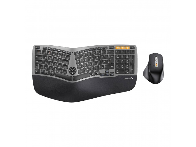 Optimiza tu espacio de trabajo con el Combo Mouse y Teclado Español Ergonómico Inalámbrico ProtoArc EKM01 Plus. Su elegante diseño negro y ergonomía avanzada ofrecen una experiencia de usuario excepcional. Conéctate sin cables y disfruta de la escritura c