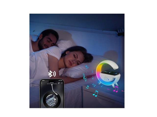 La Lámpara Veladora G Parlante Bluetooth LED ARGB es la fusión perfecta de tecnología y diseño. Con cargador Qi de 10W, USB y MicroSD, brinda luz colorida y música a tu alcance. Ideal para cualquier espacio, crea una atmósfera única y acogedora. ¡No te qu