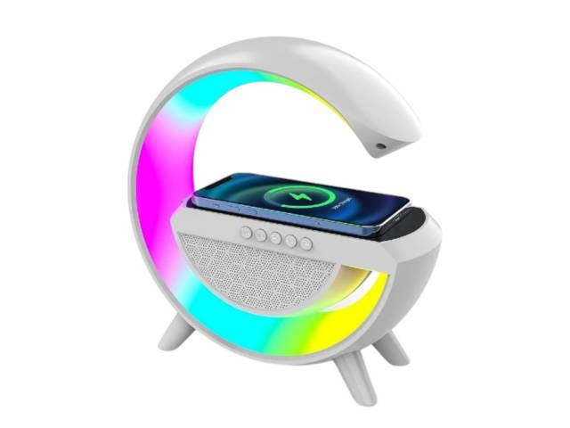 La Lámpara Veladora G Parlante Bluetooth LED ARGB es la fusión perfecta de tecnología y diseño. Con cargador Qi de 10W, USB y MicroSD, brinda luz colorida y música a tu alcance. Ideal para cualquier espacio, crea una atmósfera única y acogedora. ¡No te qu