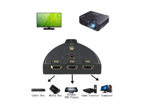 Optimiza tu entretenimiento con el Switch HDMI de 3 puertos en negro. Conecta múltiples dispositivos y cambia entre ellos fácilmente, sin complicaciones. Ideal para televisores, consolas y reproductores, garantiza una calidad de imagen excepcional.  