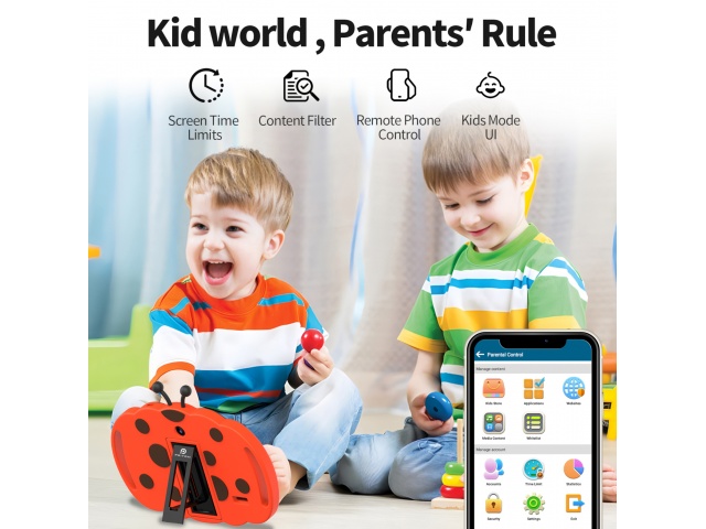 Presentamos la Tablet Pritom K7 Kids, diseñada especialmente para niños. Con pantalla de 7'', 2GB de RAM y 32GB de almacenamiento, brinda una experiencia educativa y entretenida. Su color naranja brillante y cámaras de 2MP y 0,3MP hacen que cada aventura 