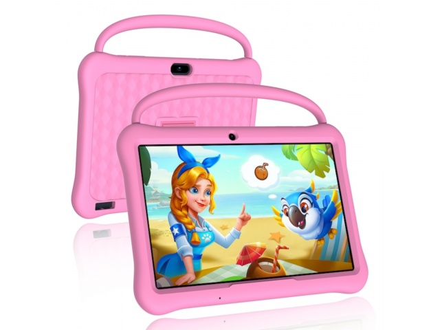 La Tablet Vasoun M10 Kids de 10,1'' es la opción ideal para los pequeños exploradores. Con Android 13, 2GB de RAM y 64GB de almacenamiento, garantiza horas de entretenimiento. Su diseño en rosado y características amigables hacen que aprender sea divertid