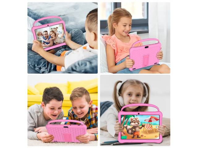 La Tablet Vasoun M10 Kids de 10,1'' es la opción ideal para los pequeños exploradores. Con Android 13, 2GB de RAM y 64GB de almacenamiento, garantiza horas de entretenimiento. Su diseño en rosado y características amigables hacen que aprender sea divertid